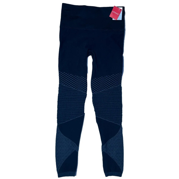 SPANX $88 Seamless Tummy Control Moto Leggings Look at Me Now Indigo Sky Size M - Picture 4 of 9